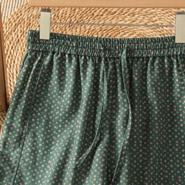 Buddha Stones Pantaloni corti da donna a gamba larga con coulisse, stile boho, casual, primavera/estate, con stampa floreale e tasche. - image 3