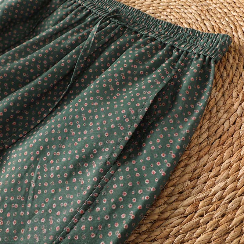 Buddha Stones Pantaloni corti da donna a gamba larga con coulisse, stile boho, casual, primavera/estate, con stampa floreale e tasche. - image 5
