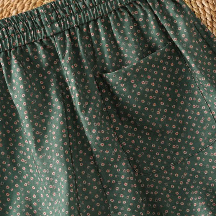 Buddha Stones Pantaloni corti da donna a gamba larga con coulisse, stile boho, casual, primavera/estate, con stampa floreale e tasche. - image 4