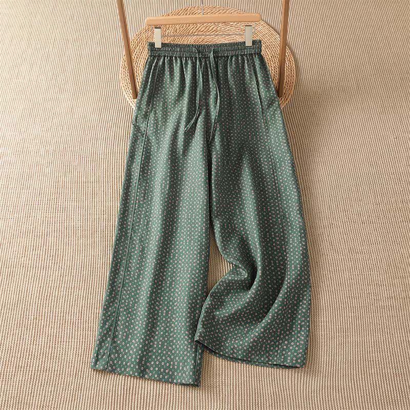 Buddha Stones Pantaloni corti da donna a gamba larga con coulisse, stile boho, casual, primavera/estate, con stampa floreale e tasche. - Verde mare - US8-10, UK/AU12-14, EU40-42 (2XL) - image 0