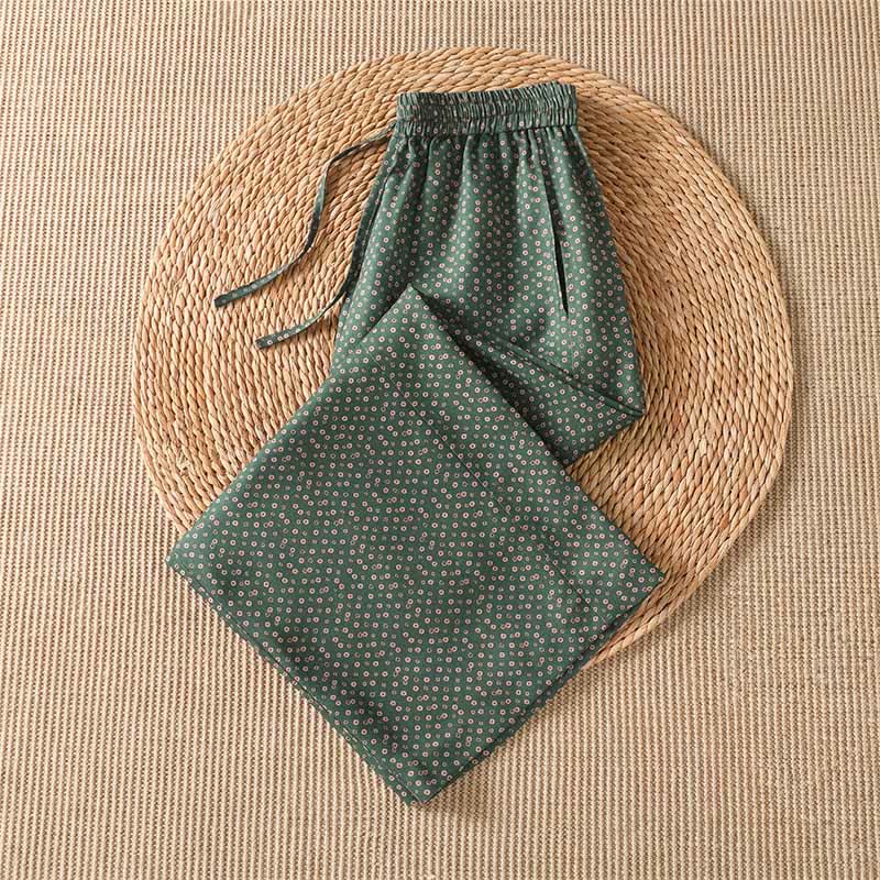 Buddha Stones Pantaloni corti da donna a gamba larga con coulisse, stile boho, casual, primavera/estate, con stampa floreale e tasche. - image 2