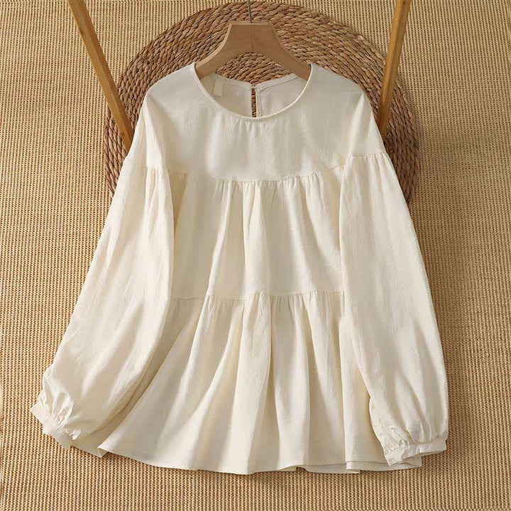 Buddha Stones T-shirt da donna a maniche lunghe, semplice, tinta unita, casual, per primavera/autunno. - Bianco antico - US14, UK/AU18, EU46 (2XL) - image 0