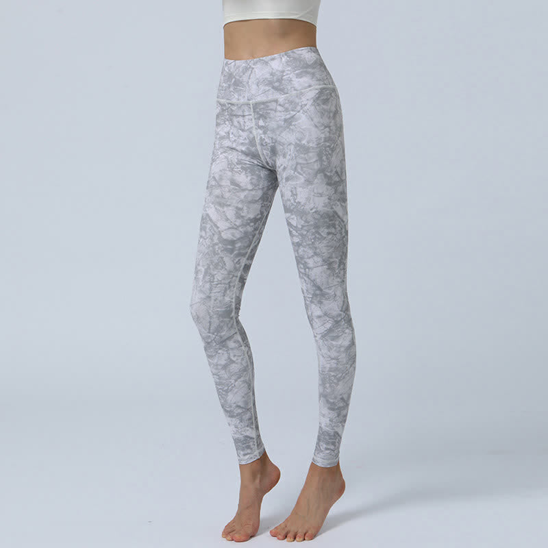 Buddha Stones Flowers Leaves Stampa Sport Fitness Yoga Leggings a vita alta Pantaloni da yoga da donna - Grigio - US8-10, UK/AU12-14, EU40-42 (XL) - image 13