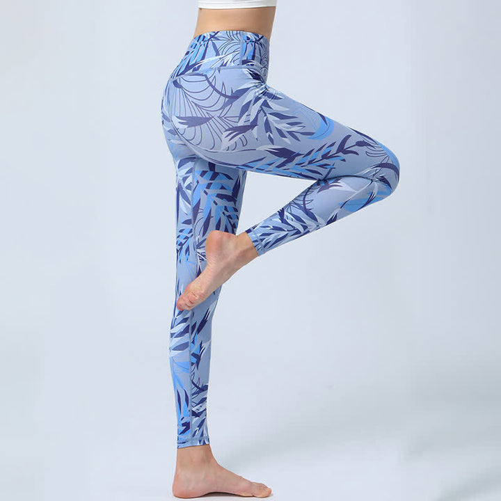 Buddha Stones Flowers Leaves Stampa Sport Fitness Yoga Leggings a vita alta Pantaloni da yoga da donna - image 12