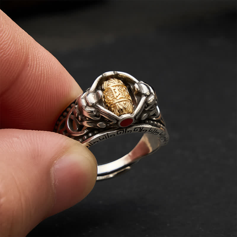 Buddha Stones Anello regolabile con spinner portafortuna cinese Pi Xiu in rame per la ricchezza. - image 12
