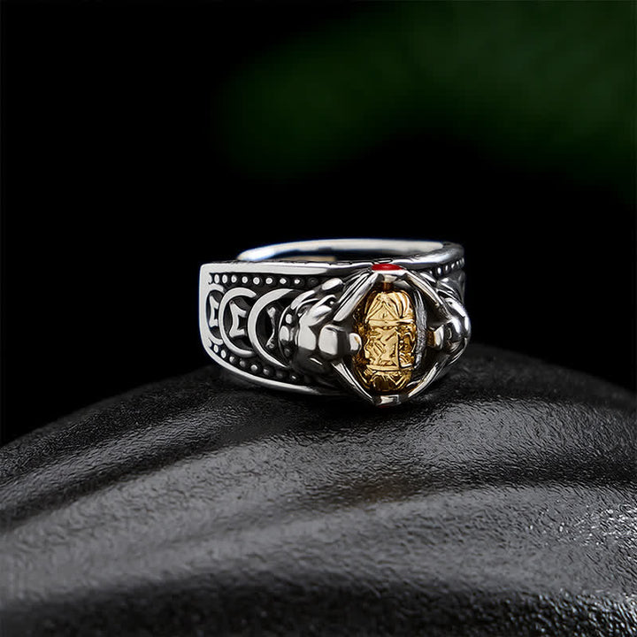 Buddha Stones Anello regolabile con spinner portafortuna cinese Pi Xiu in rame per la ricchezza. - image 10