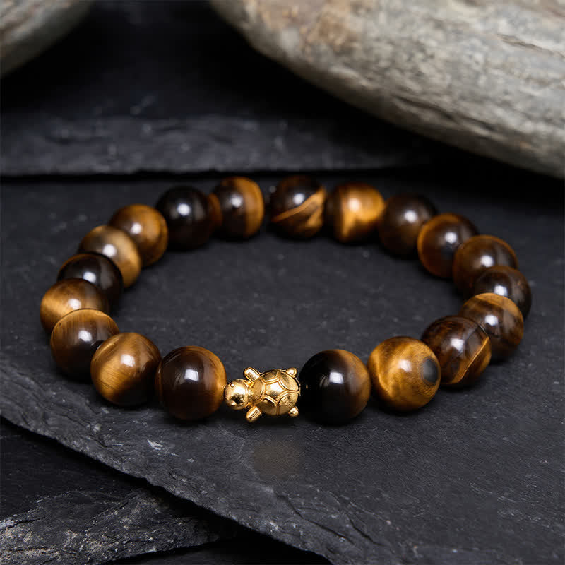 Buddha Stones Braccialetto con perline di tartaruga in occhio di tigre naturale, accessori e simbolo del coraggio - Occhio di tigre da 10 mm (circonferenza del polso: 6,3–6,7 pollici/16–17 cm) - image 15