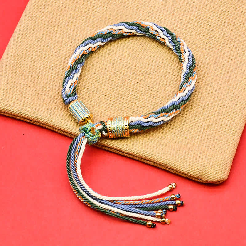 Buddha Stones Bracciale tibetano con nappe colorate in smalto e corda - Verde (Circonferenza del polso: 15-18 cm) - image 3