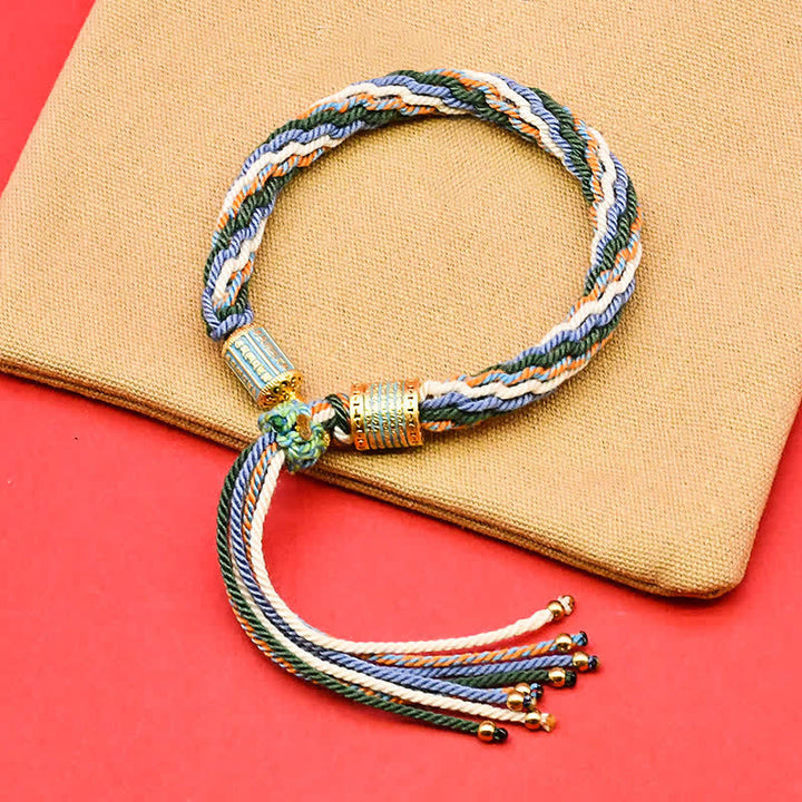 Buddha Stones Bracciale tibetano con nappe colorate in smalto e corda - Verde (Circonferenza del polso: 15-18 cm) - image 3