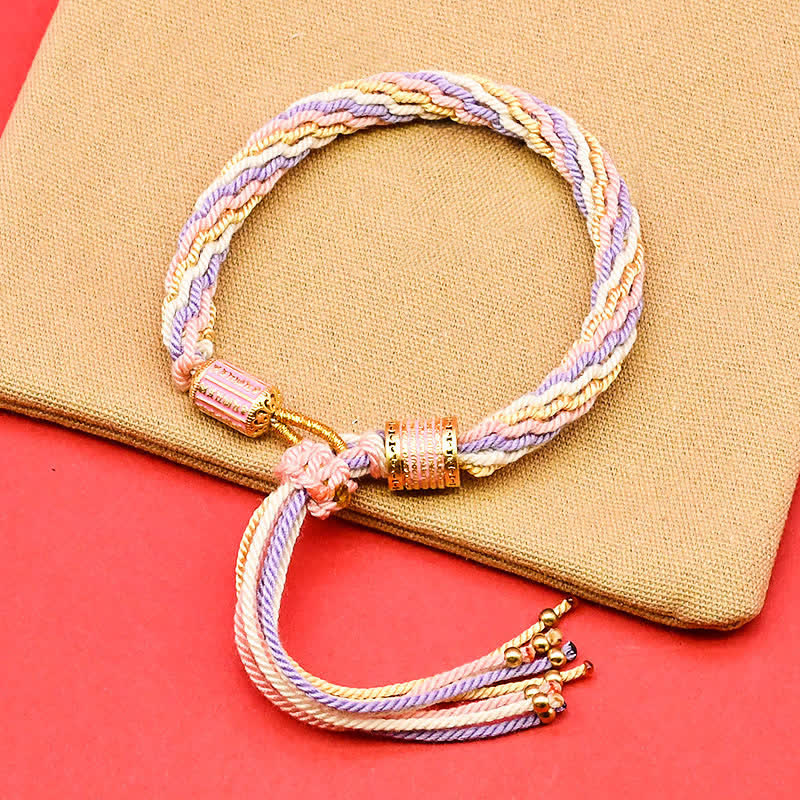 Buddha Stones Bracciale tibetano con nappe colorate in smalto e corda - LavenderBlush (Circonferenza del polso: 5,9–7,1 pollici/15–18 cm) - image 4