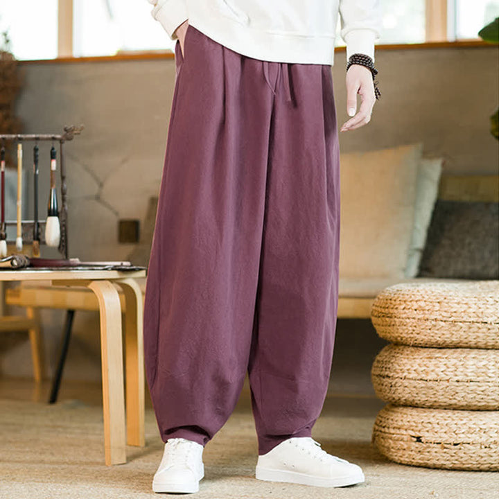 Pantaloni harem da uomo con coulisse e tasche, tinta unita, con motivo Buddha Stones. - Rosa intenso - US/UK/AU46, EU56 (5XL) - image 5