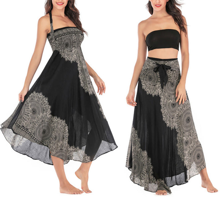 Abito da spiaggia con gonna a fiori e mandala boho in stile Buddha Stones Two - image 12