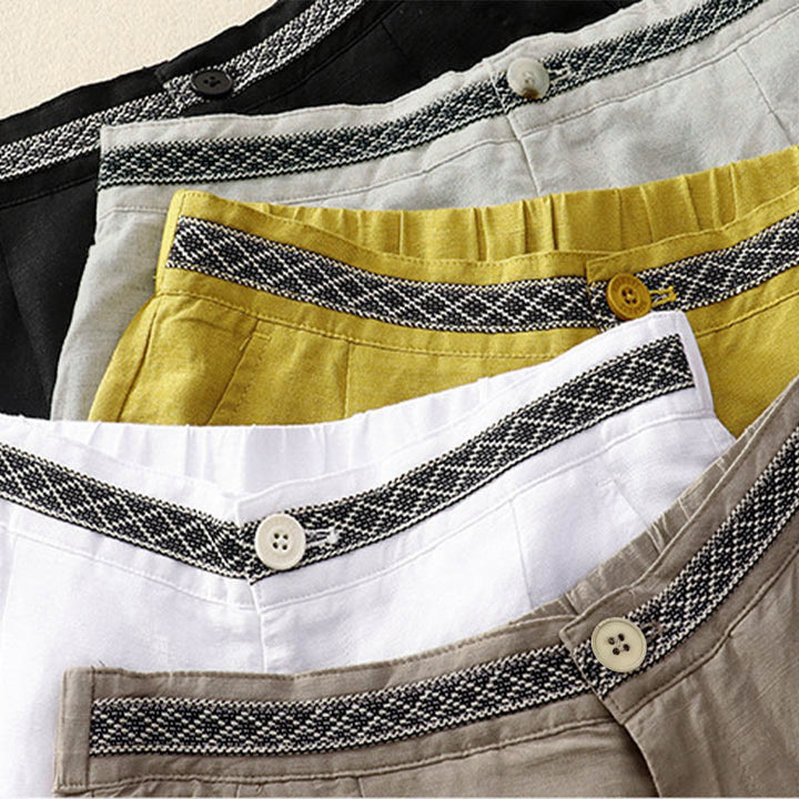 Pantaloni da donna con tasche, tinta unita, bottoni sul davanti e sul retro, con elastico in vita e Buddha Stones. - image 34