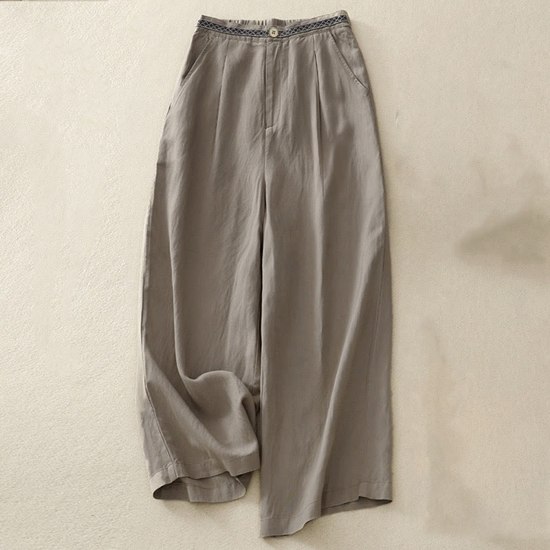 Pantaloni da donna con tasche, tinta unita, bottoni sul davanti e sul retro, con elastico in vita e Buddha Stones. - Cachi scuro - US8-10, UK/AU12-14, EU40-42 (2XL) - image 15