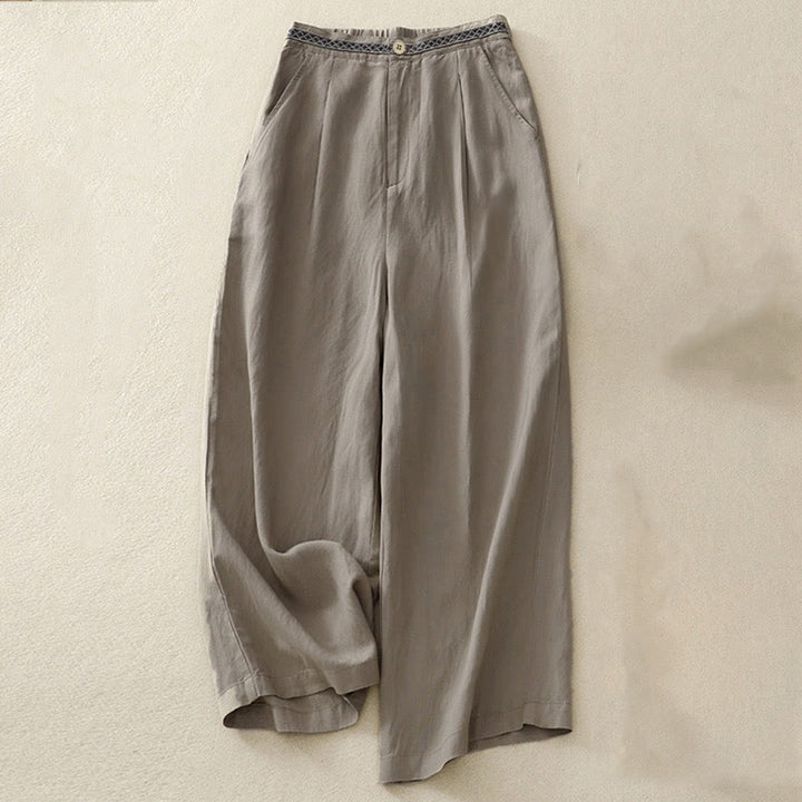 Pantaloni da donna con tasche, tinta unita, bottoni sul davanti e sul retro, con elastico in vita e Buddha Stones. - Cachi scuro - US8-10, UK/AU12-14, EU40-42 (2XL) - image 15