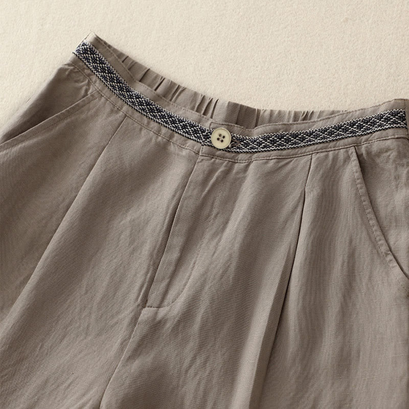 Pantaloni da donna con tasche, tinta unita, bottoni sul davanti e sul retro, con elastico in vita e Buddha Stones. - image 16