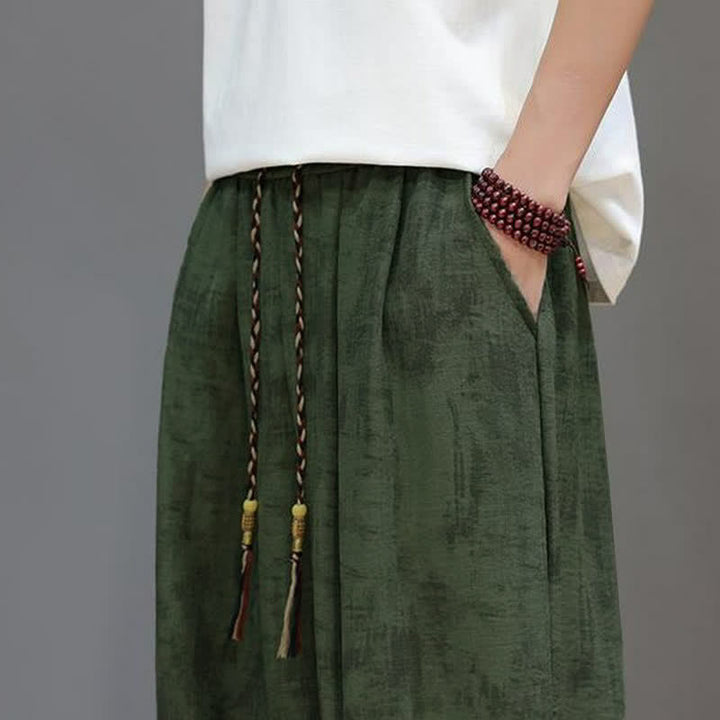 Buddha Stones Pantaloni casual primavera estate vintage con coulisse, lavaggio astratto, pantaloni alla caviglia da uomo a gamba dritta con tasca - image 17