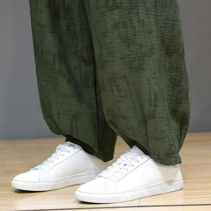 Buddha Stones Pantaloni casual primavera estate vintage con coulisse, lavaggio astratto, pantaloni alla caviglia da uomo a gamba dritta con tasca - image 18