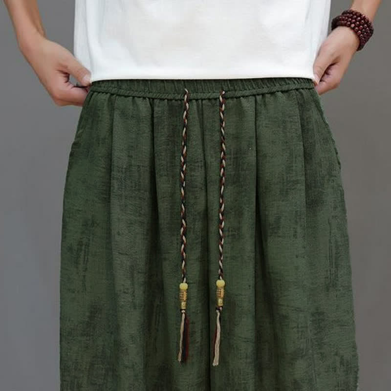 Buddha Stones Pantaloni casual primavera estate vintage con coulisse, lavaggio astratto, pantaloni alla caviglia da uomo a gamba dritta con tasca - image 16