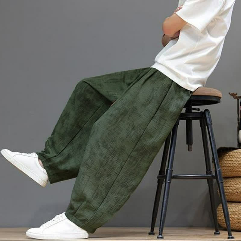 Buddha Stones Pantaloni casual primavera estate vintage con coulisse, lavaggio astratto, pantaloni alla caviglia da uomo a gamba dritta con tasca - image 13