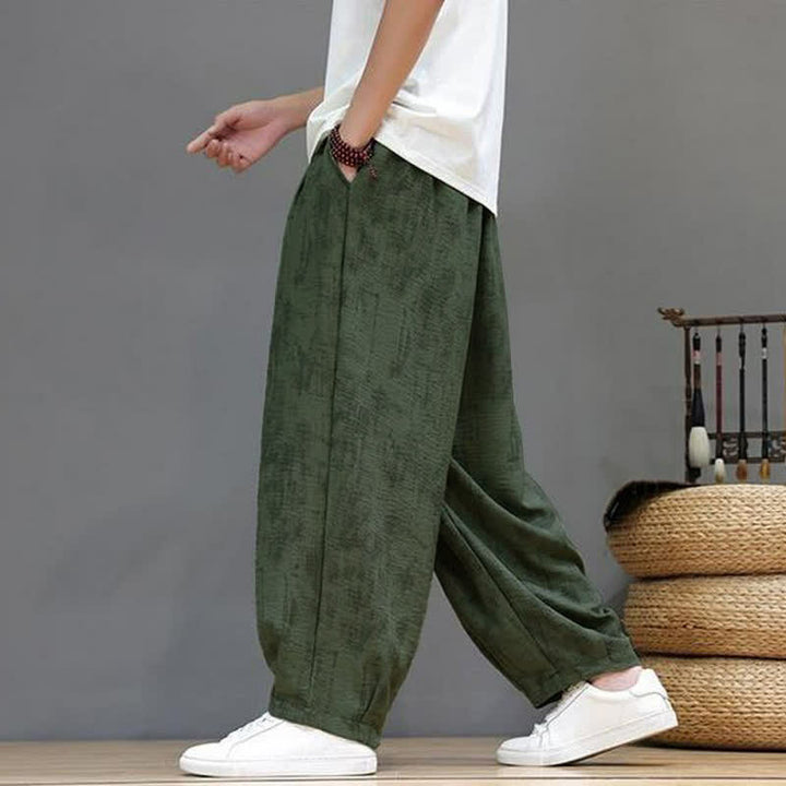 Buddha Stones Pantaloni casual primavera estate vintage con coulisse, lavaggio astratto, pantaloni alla caviglia da uomo a gamba dritta con tasca - image 15