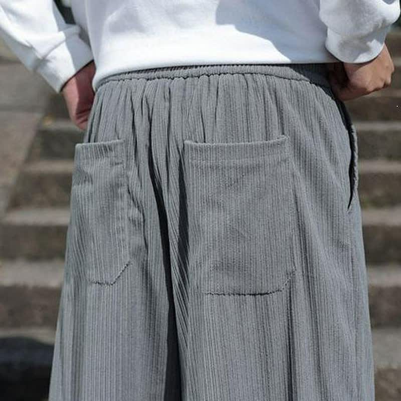 Buddha Stones Pantaloni da uomo a gamba dritta con coulisse, stile vintage, per autunno/inverno, alla caviglia, in velluto a coste tinta unita, con tasche. - image 18