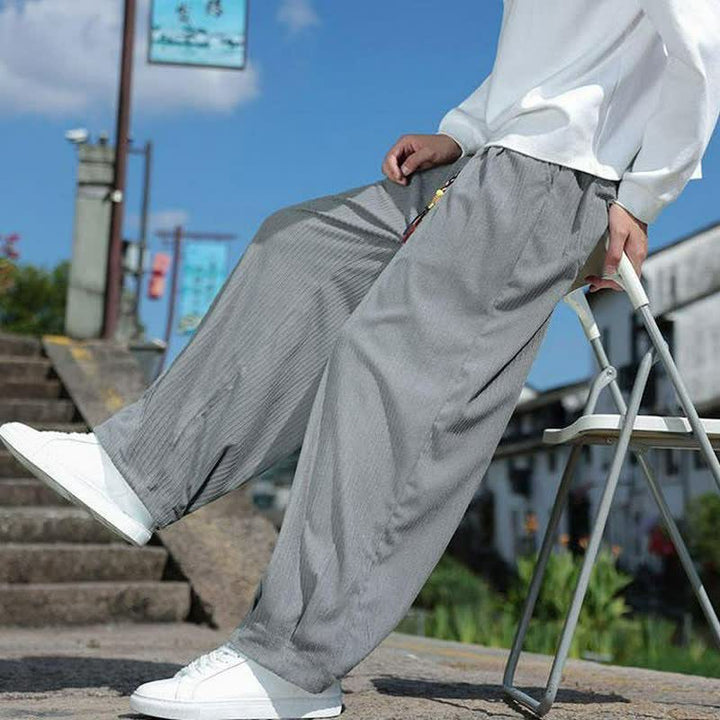Buddha Stones Pantaloni da uomo a gamba dritta con coulisse, stile vintage, per autunno/inverno, alla caviglia, in velluto a coste tinta unita, con tasche. - image 15