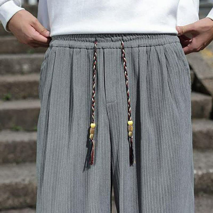 Buddha Stones Pantaloni da uomo a gamba dritta con coulisse, stile vintage, per autunno/inverno, alla caviglia, in velluto a coste tinta unita, con tasche. - image 17