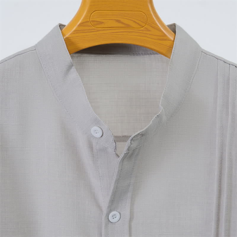 Buddha Stones Camicia da uomo a maniche lunghe, stile Tang, casual, con colletto alla coreana e bottoni, tinta unita, ideale per l'autunno. - image 12