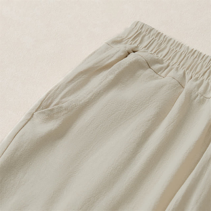 Buddha Stones Pantaloni corti da donna a gamba dritta, casual, minimalisti, tinta unita, per primavera, estate e autunno, con tasca. - image 3