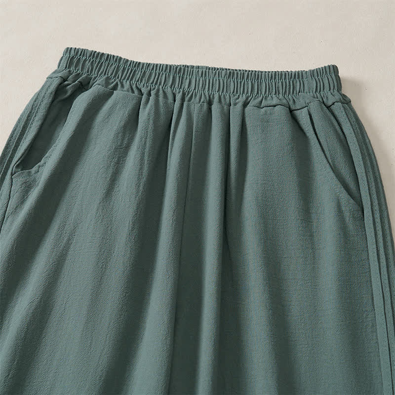 Buddha Stones Pantaloni corti da donna a gamba dritta, casual, minimalisti, tinta unita, per primavera, estate e autunno, con tasca. - image 11