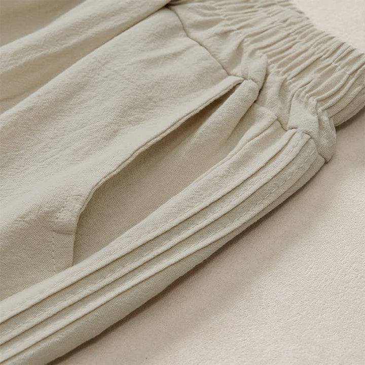Buddha Stones Pantaloni corti da donna a gamba dritta, casual, minimalisti, tinta unita, per primavera, estate e autunno, con tasca. - image 4