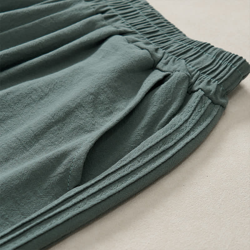 Buddha Stones Pantaloni corti da donna a gamba dritta, casual, minimalisti, tinta unita, per primavera, estate e autunno, con tasca. - image 13
