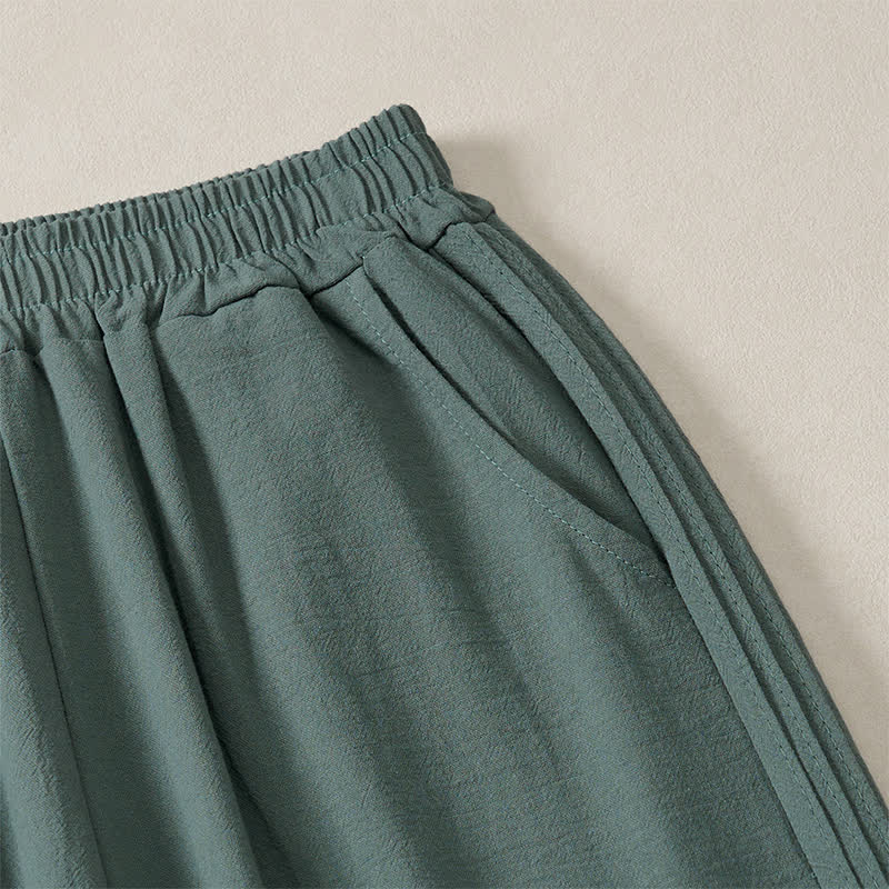 Buddha Stones Pantaloni corti da donna a gamba dritta, casual, minimalisti, tinta unita, per primavera, estate e autunno, con tasca. - image 12