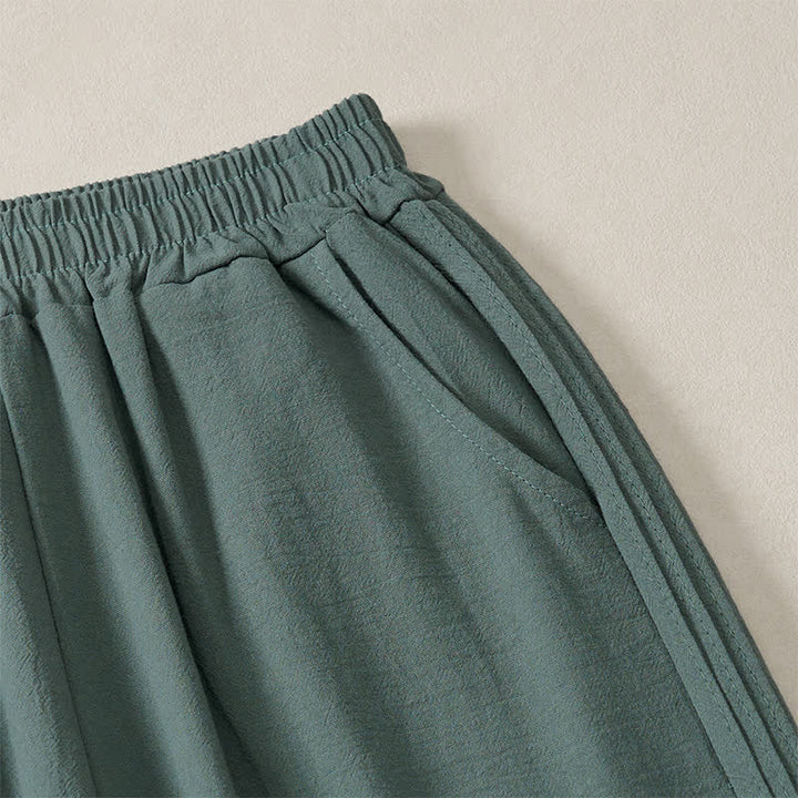 Buddha Stones Pantaloni corti da donna a gamba dritta, casual, minimalisti, tinta unita, per primavera, estate e autunno, con tasca. - image 12