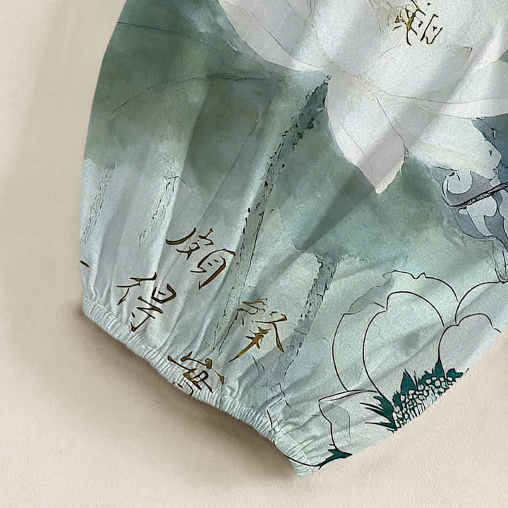 Buddha Stones Pantaloni harem da donna in cotone con stampa effetto loto e vita elasticizzata, con tasche laterali. - image 6
