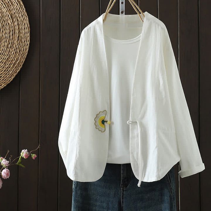 Buddha Stones Camicia da donna a maniche lunghe, casual, minimalista, con coulisse, ricami e tinta unita, ideale per primavera/estate. - Bianco - US8-10, UK/AU12-14, EU40-42 (2XL) - image 14