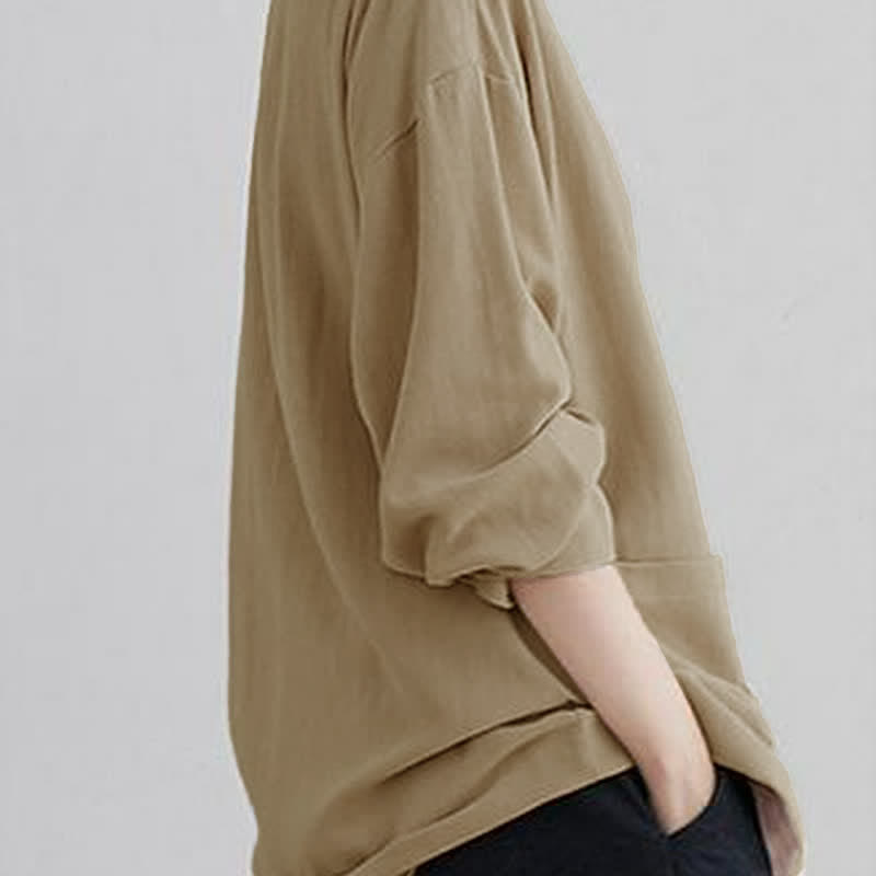 Buddha Stones Camicia da donna a maniche lunghe, tinta unita, casual, minimalista, con tasche, ideale per primavera/estate. - image 10