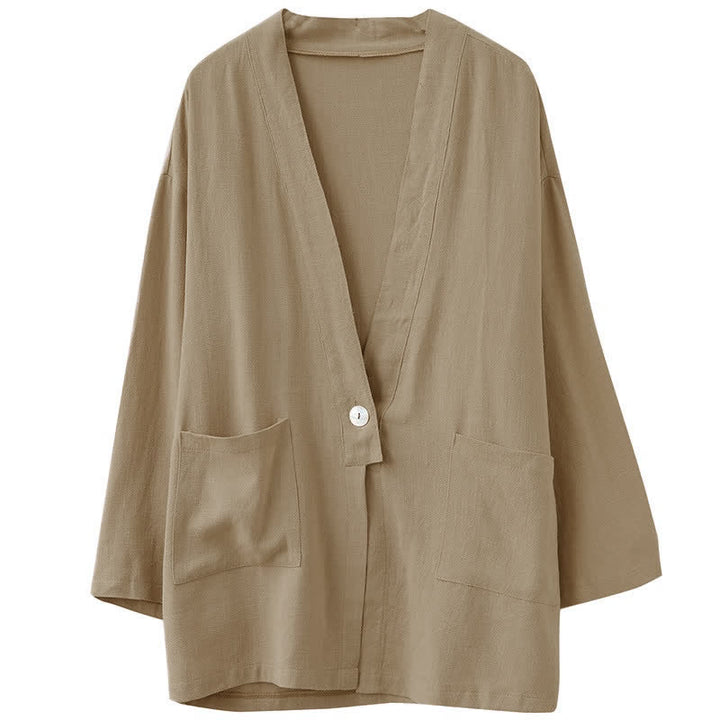 Buddha Stones Camicia da donna a maniche lunghe, tinta unita, casual, minimalista, con tasche, ideale per primavera/estate. - image 12