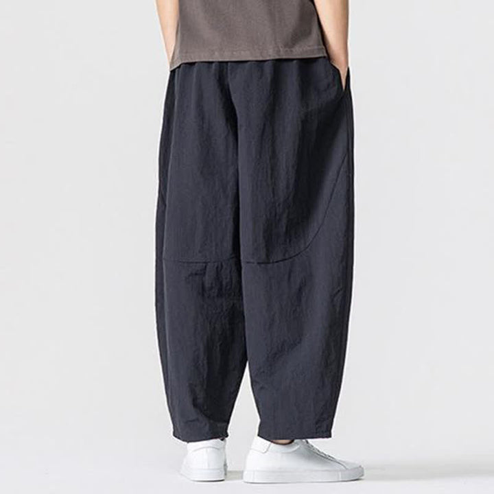 Buddha Stones Pantaloni harem da uomo, basici, minimalisti, con coulisse, tinta unita, per primavera/autunno, con tasche. - image 15