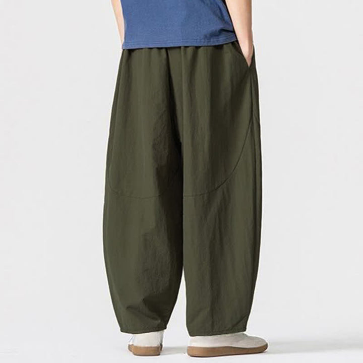 Buddha Stones Pantaloni harem da uomo, basici, minimalisti, con coulisse, tinta unita, per primavera/autunno, con tasche. - image 3
