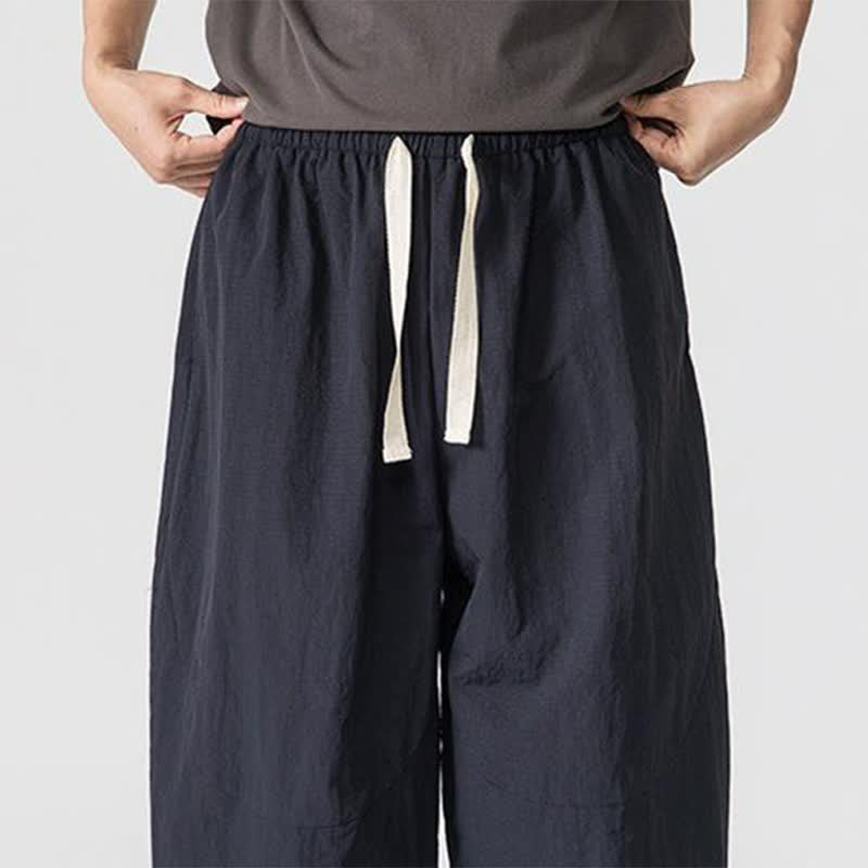 Buddha Stones Pantaloni harem da uomo, basici, minimalisti, con coulisse, tinta unita, per primavera/autunno, con tasche. - image 16