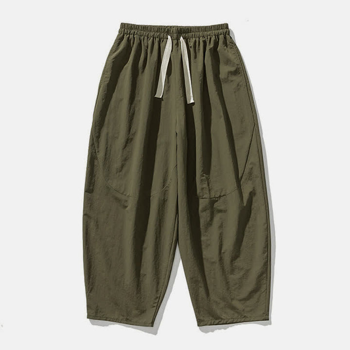 Buddha Stones Pantaloni harem da uomo, basici, minimalisti, con coulisse, tinta unita, per primavera/autunno, con tasche. - image 4