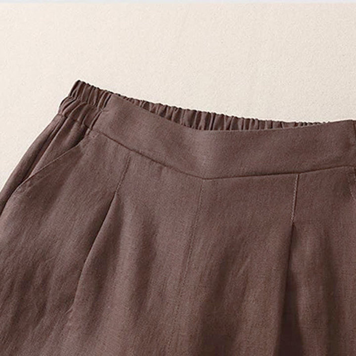 Buddha Stones Pantaloni classici primavera autunno, semplici, tinta unita, cropped, da donna, gamba dritta, con tasca - image 11