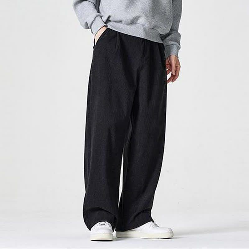 Buddha Stones Pantaloni casual autunno/inverno a tinta unita con cerniera, modello alla caviglia, da uomo a gamba dritta con tasca. - image 9