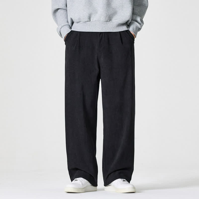Buddha Stones Pantaloni casual autunno/inverno a tinta unita con cerniera, modello alla caviglia, da uomo a gamba dritta con tasca. - Nero - US/UK/AU46, EU56 (5XL) - image 8