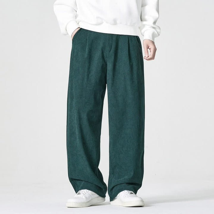 Buddha Stones Pantaloni casual autunno/inverno a tinta unita con cerniera, modello alla caviglia, da uomo a gamba dritta con tasca. - Verde scuro - US/UK/AU46, EU56 (5XL) - image 4