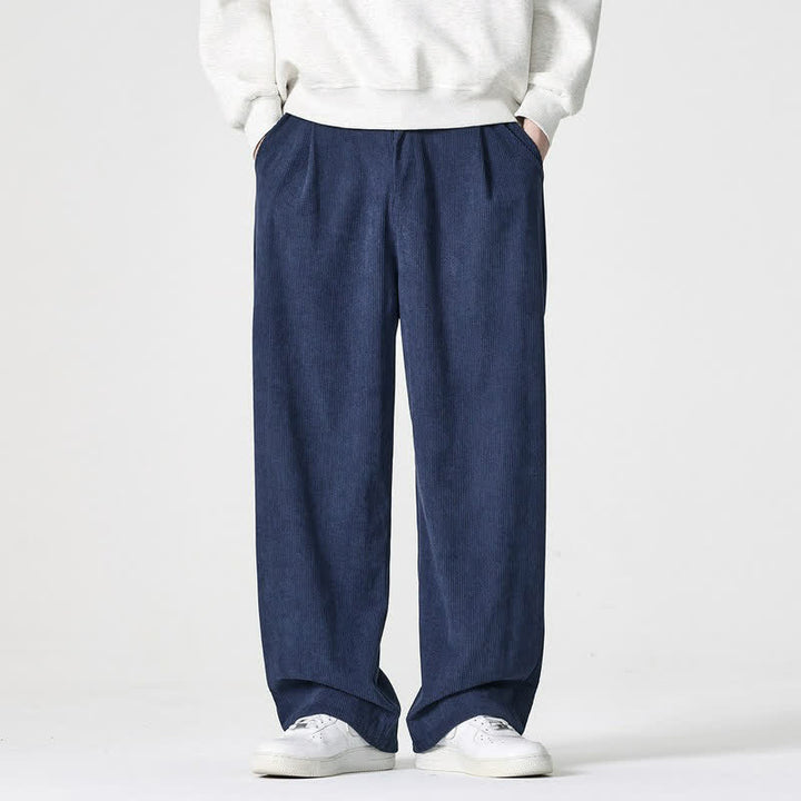 Buddha Stones Pantaloni casual autunno/inverno a tinta unita con cerniera, modello alla caviglia, da uomo a gamba dritta con tasca. - Blu scuro - US/UK/AU46, EU56 (5XL) - image 0