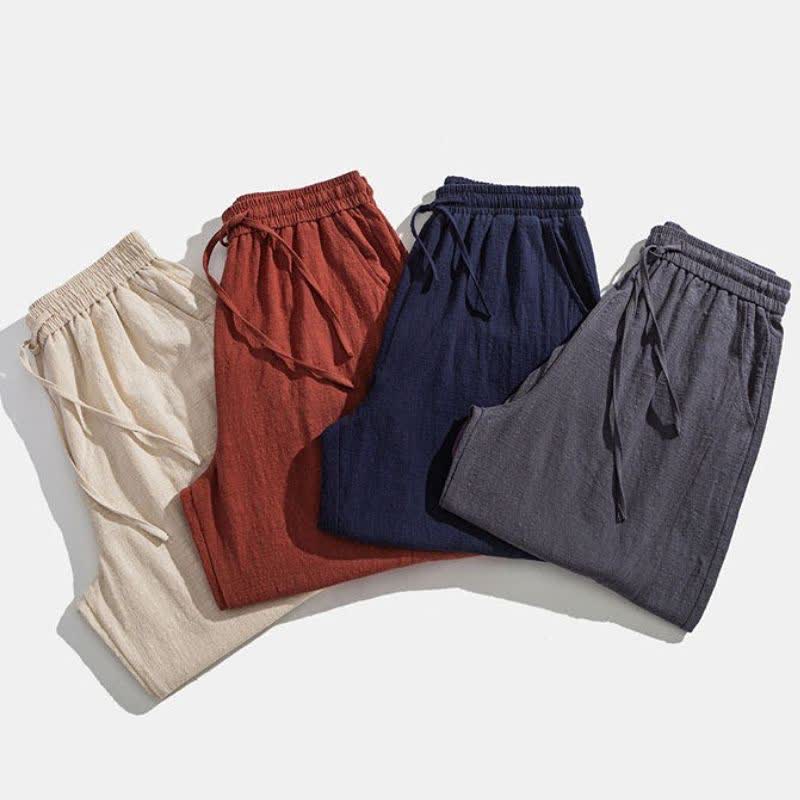 Buddha Stones Pantaloni lunghi da uomo a tinta unita, casual, minimalisti, con coulisse, tinta unita, modello harem con tasche, per primavera/autunno. - image 21