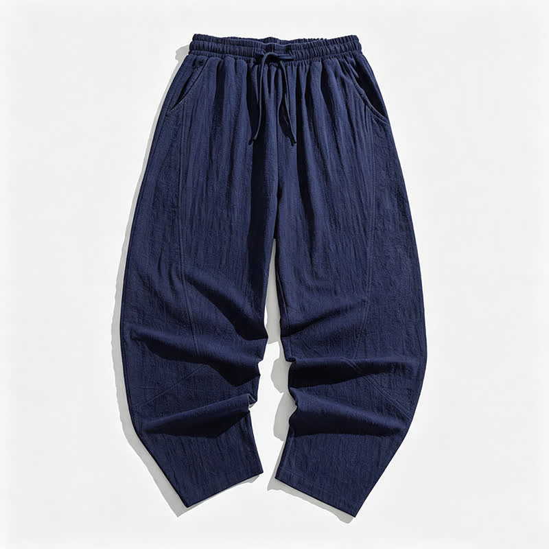 Buddha Stones Pantaloni lunghi da uomo a tinta unita, casual, minimalisti, con coulisse, tinta unita, modello harem con tasche, per primavera/autunno. - image 1